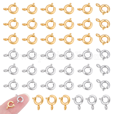 50 шт. 2 цвета латунные пружинные кольцевые застежки KK-PH0013-17-1