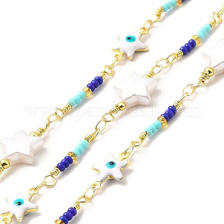 Handmade Glass Seed Beads Chains CHC-I045-03G-1