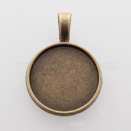 Supports pendant d'alliage cabochon rond plat PALLOY-N0088-28AB-NF-1