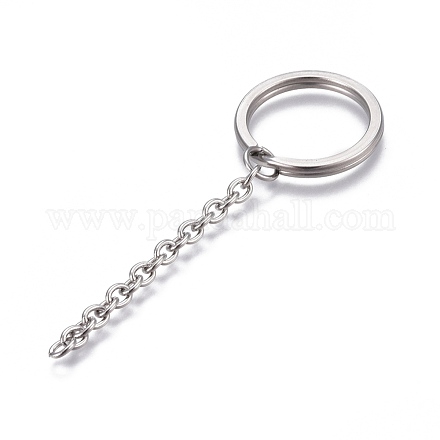 304 Stainless Steel Split Key Ring Clasps STAS-L226-009B-1