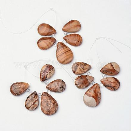 Image naturelle perles de jaspe et fils de verre G-P139-02-1