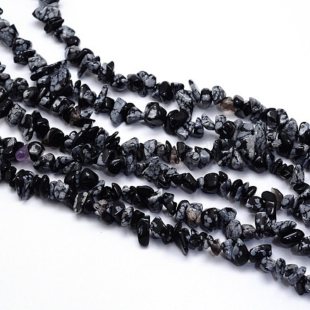 Natural Snowflake Obsidian Beads Strands G-O049-A-27-1