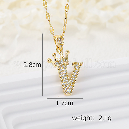 Латунные микропаве прозрачные кубические цирконии корона инициал кулон ожерелья FS-WGD727C-22-1