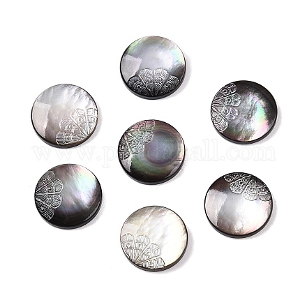 Натуральная черная ракушка для губ с резными кабошонами SSHEL-T017-04C-1