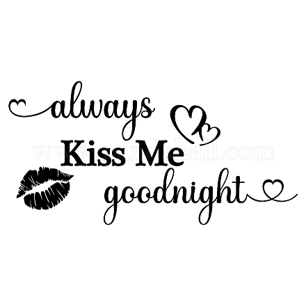 SUPERDANT Vinyl Wall Stickers Always Kiss Me Goodnight Wall Decal Wall Art Stickers for Home Bedroom Living Room Decorations Black DIY-WH0228-241-1
