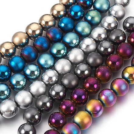 Chapelets de perles en hématite synthétique sans magnétiques G-F585-B-12mm-1