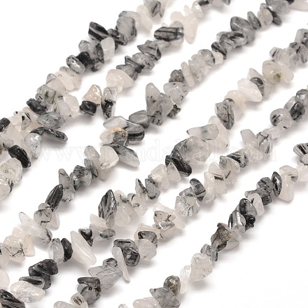 Rutile brins de perles naturelles de pépites de quartz X-G-M205-17-1