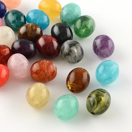 Perles acryliques ovales d'imitation pierre précieuse OACR-R038-M-1