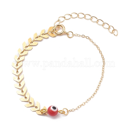 Bracelets de perles rondes au chalumeau mauvais œil BJEW-JB05941-03-1