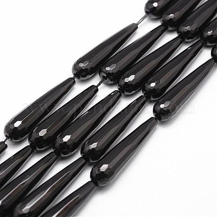 Natural Black Onyx Beads Strands G-P161-24-40x12mm-1