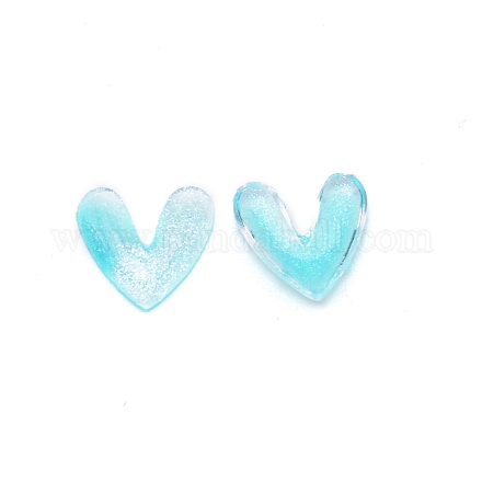 3D Heart with Glitter Powder Resin Cabochons MRMJ-TAC0004-26B-1