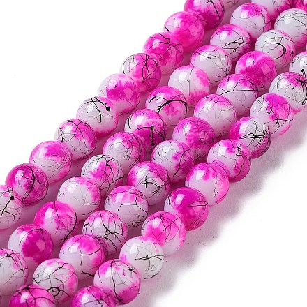 Chapelets de perles en verre peint brossé & cuisant GLAA-S176-09-1