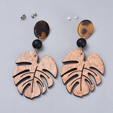 Wooden Dangle Earrings EJEW-JE03320-1
