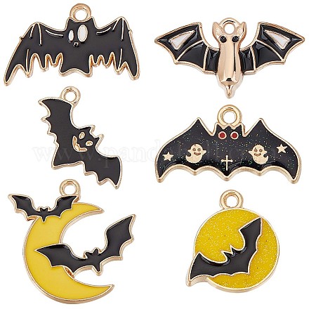 SUNNYCLUE 1 Box 36Pcs 6 Style Bat Charm Bulk Halloween Themed Charm Vampire Charms Spooky Flittermouse Fly Animal Charm for Jewelry Making Kit Women Adults DIY Bracelet Necklace Earrings Crafts ENAM-SC0003-44-1