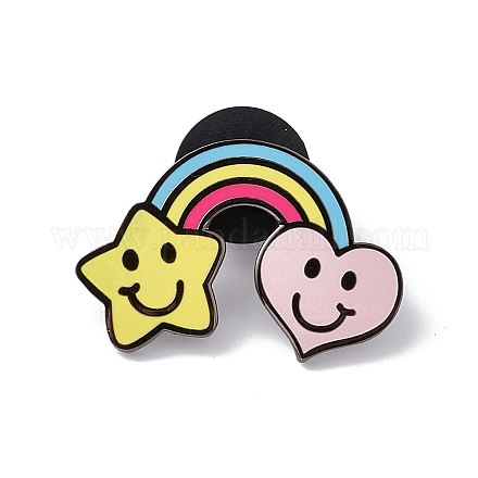 Pin esmaltado de arcoíris con estrella y corazón JEWB-G019-03B-1