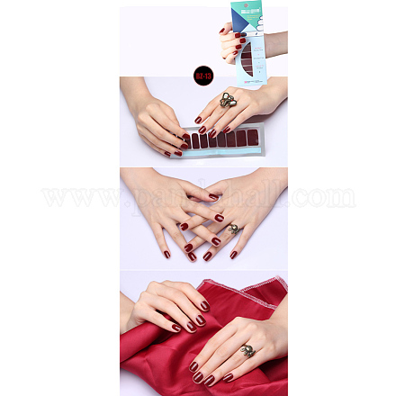 Autocollants de bandes de vernis à ongles de couleur unie à paillettes MRMJ-Q013-01M-1