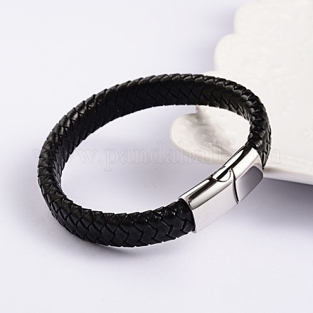 Cuir à la mode des bracelets de corde tressée BJEW-P128-06C-1
