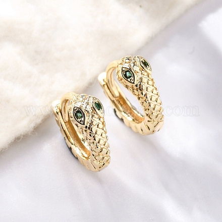 Латунные кубических серьги циркония обруч EJEW-Q014-35G-1