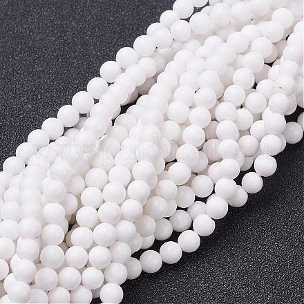 Chapelets de perles rondes en jade de Mashan naturelle G-D263-4mm-XS01-1