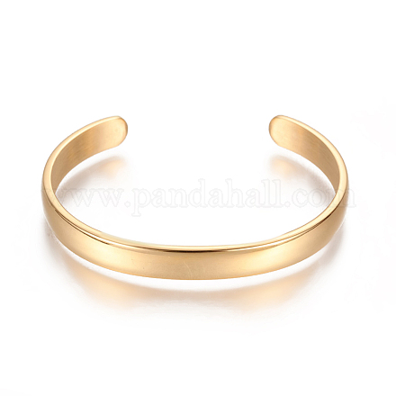 Ion Plating(IP) 304 Stainless Steel Cuff Bangles STAS-I110-10-4mm-G-1