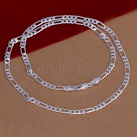 Popular Silver Color Plated Brass Figaro Chain Necklaces For Men NJEW-BB12714-24-1
