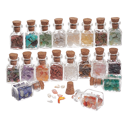 19 Stück verschiedene Edelsteine ohne Lochsplitter in Flaschen G-PH0034-50-1