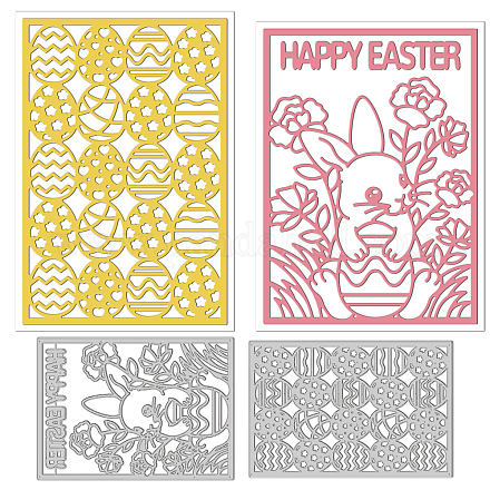 GLOBLELAND Easter Eggs Background Cutting Dies Easter Bunny Background Carbon Steel Die Cuts for DIY Crafting Embossing Stencil Template for Card Making Scrapbooking Photo Album Decoration DIY-WH0309-768-1