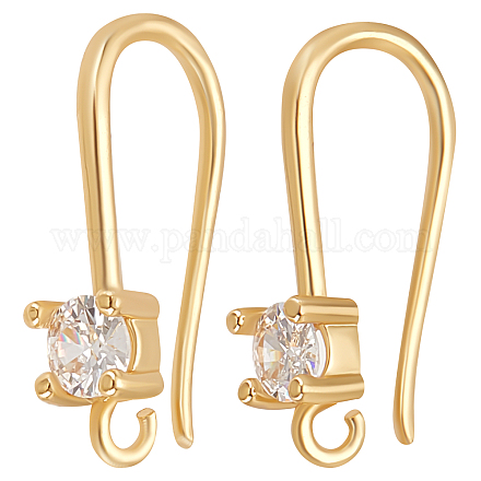 Beebeecraft 30Pcs Cubic Zirconia Earring Hooks 18K Gold Plated French Ear Wires Fish Earring Hooks with Open Loop for DIY Earrings Jewellery Making KK-BBC0005-14-1