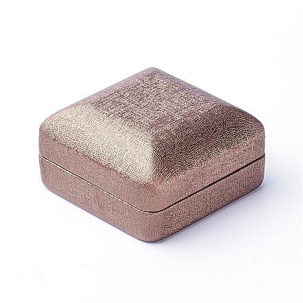 PUレザーのブレスレットボックス  鉄と  正方形  ダークチソウ  6.7x6.7x3.7cm OBOX-G010-06D-1