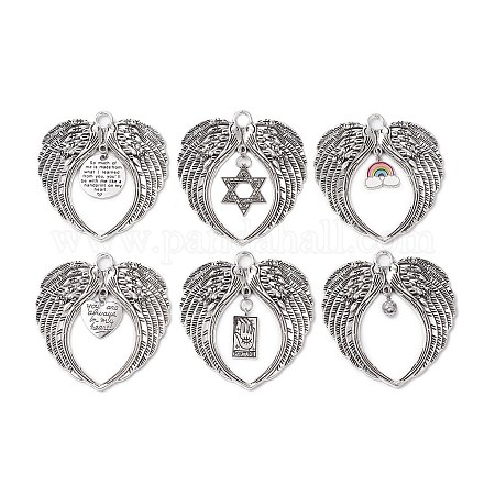 6 шт. 6 стиля крыла тибетский стиль сплав большие подвески HJEW-JM02311-1