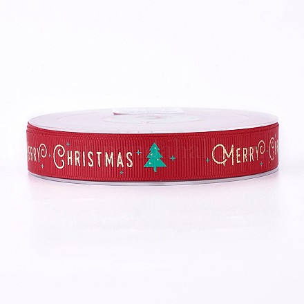Polyester Grosgrain Ribbon for Christmas SRIB-P013-A02-1