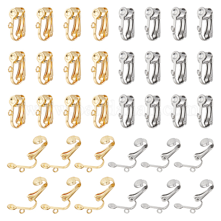 Unicraftale 40Pcs 2 Colors 304 Stainless Steel Clip-on Earrings Findings STAS-UN0041-10-1