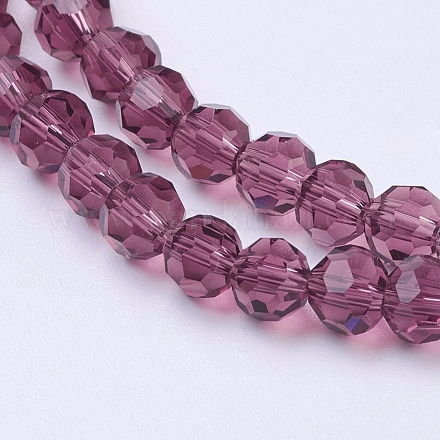 Brins de perles de verre rondes à facettes (32 facettes) X-EGLA-J042-4mm-06-1