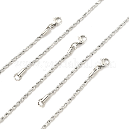 5 Uds. 304 collares de cadena de cuerda de giro redondo de acero inoxidable para hombres y mujeres NJEW-YW0001-07-1