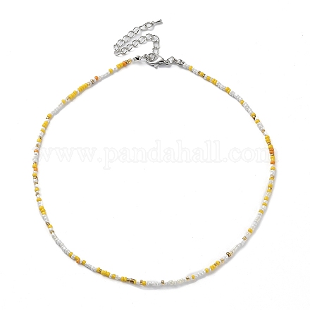Verre collier de perles NJEW-Z029-05W-1