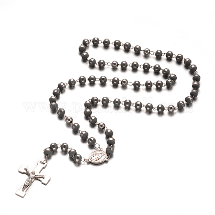 304 Stainless Steel Rosary Bead Necklaces NJEW-L414-31-1