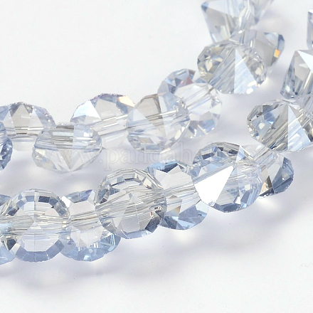 Perlglanz überzogene Diamantform transparente Glasperlenstränge EGLA-J101-PL02-1
