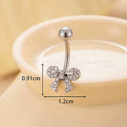 Кольца для живота с изогнутой штангой из хирургической нержавеющей стали 316L с прозрачным кубическим цирконием WGA1AD6-07-1