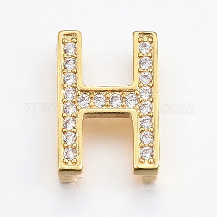 Brass Micro Pave Cubic Zirconia Slide Charms ZIRC-G147-36G-H-NR-1