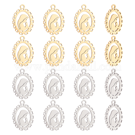 HOBBIESAY 16Pcs 2 Colors Our Lady Virgin Mary Charms 17.5x13.5mm Oval with Virgin Mary Pendants Italian Medal Charms Pendant for Jewelry Making or DIY Crafts FIND-HY0001-10-1