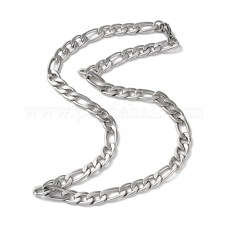201 collares de cadenas Figaro de acero inoxidable para hombres y mujeres. NJEW-G112-06B-P-1