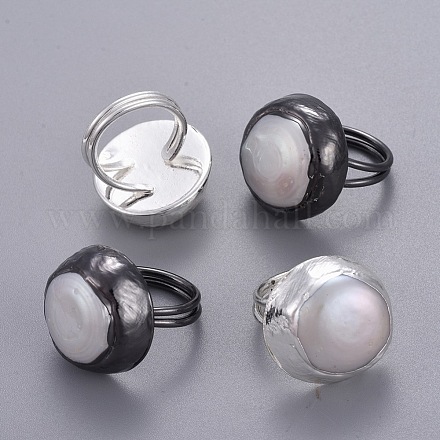 Anillos ajustables de perlas naturales RJEW-E161-01-1