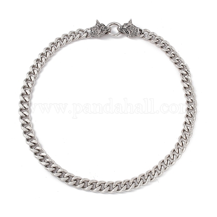 304 collar de cadena de acero inoxidable con cierre de lobo para mujer. NJEW-E155-10P-1