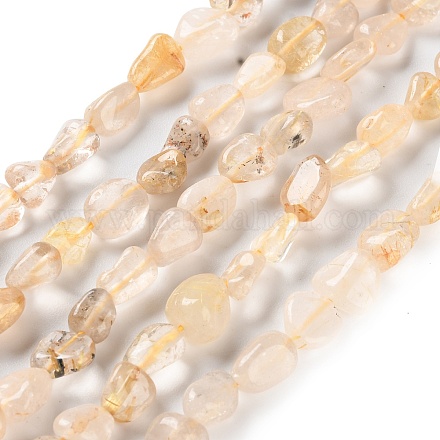 Нити бусин из натурального золота с рутилированным кварцем G-P497-01C-33-1