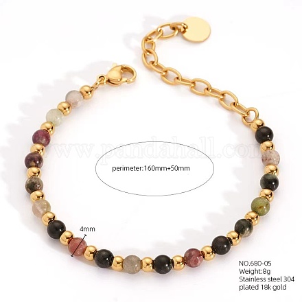 Женские браслеты из круглых бусин из натурального турмалина в богемном стиле JU9810-5-1