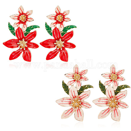 Fibloom 2 paires 2 couleurs 3d fleur de vie émail boucles d'oreilles pendantes EJEW-FI0001-26-1
