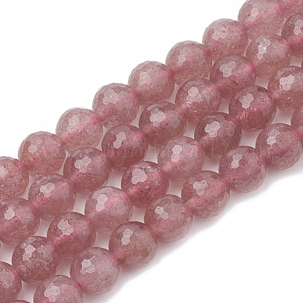 Chapelets de perles aux fraises en quartz naturel G-R447-10mm-04-1