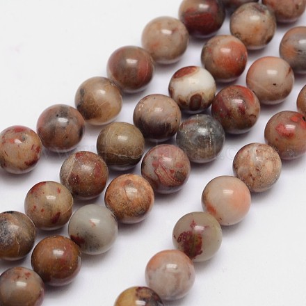Ronds de perles de jaspe arc-en-ciel rouge naturel X-G-L419-14-1