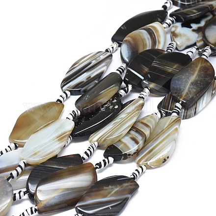 Agate à bandes naturelles / brins de perles d'agate à rayures G-L544-006E-1