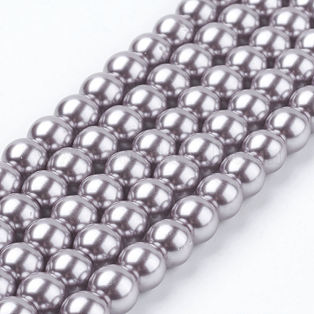 Fili di perle rotonde di perle di vetro tinto ecologico HY-A002-6mm-RB017-1